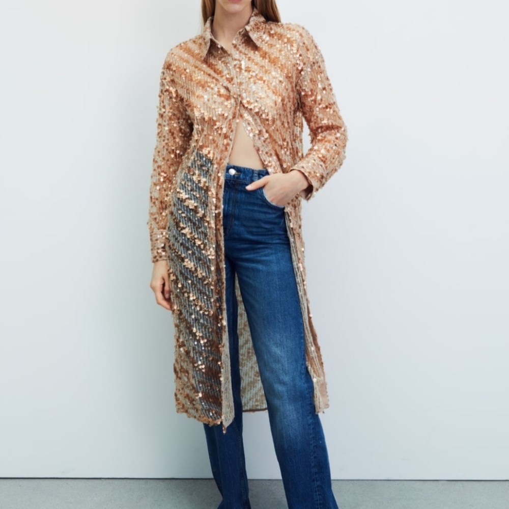Zara long sequin shirt